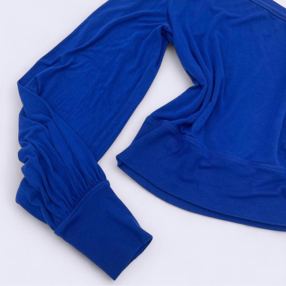Free People Royal Blue Off the Shoulder One Sleeve Long Sleeve Top - Picture 4 of 4
